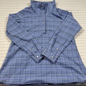 Mountain Hardwear Shirt Womens XL Blue Plaid Stretchstone Tunic Henley Pockets